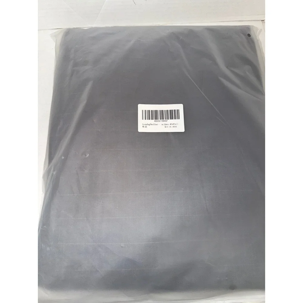 MCZAROA Grounding Fitted Sheet Queen Gray Cotton Silver Fiber Earthing Sheet